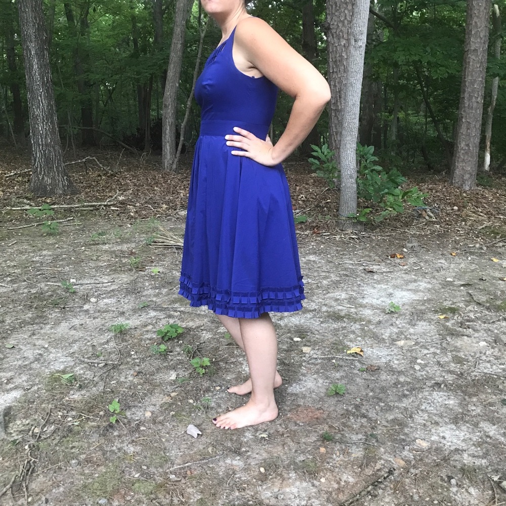 Cobalt Blue Dress with Fun Neckline • Royal Blue - Picture 4 of 6
