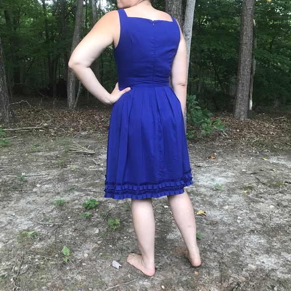 Cobalt Blue Dress with Fun Neckline • Royal Blue - Picture 2 of 6