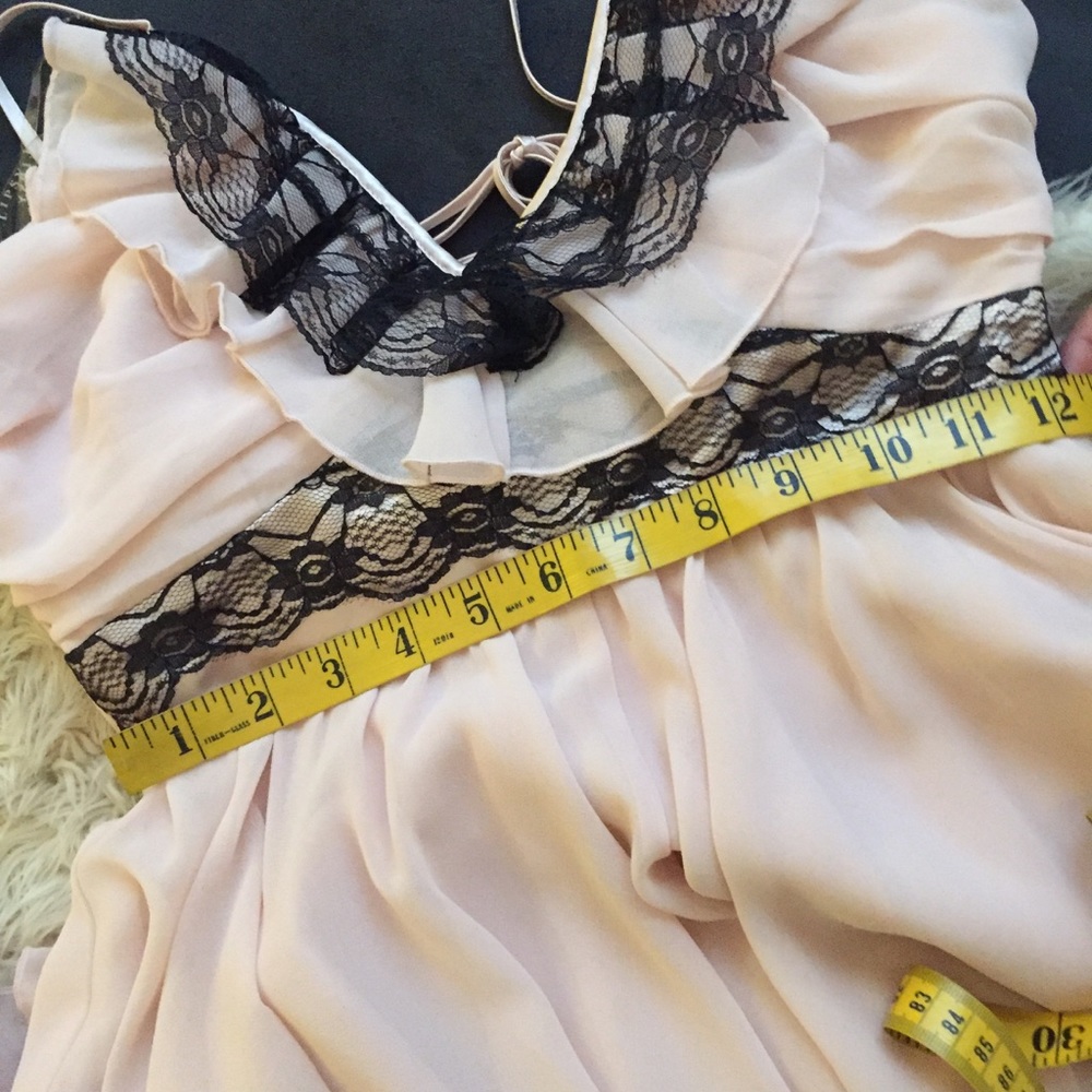 💖 Pink Babydoll Dress With Black Lace Trim - Picture 5 of 8