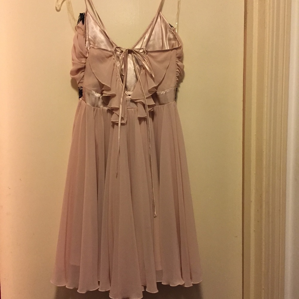 💖 Pink Babydoll Dress With Black Lace Trim - Picture 7 of 8