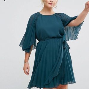 ASOS Emerald Green Flutter Sleeve Dress