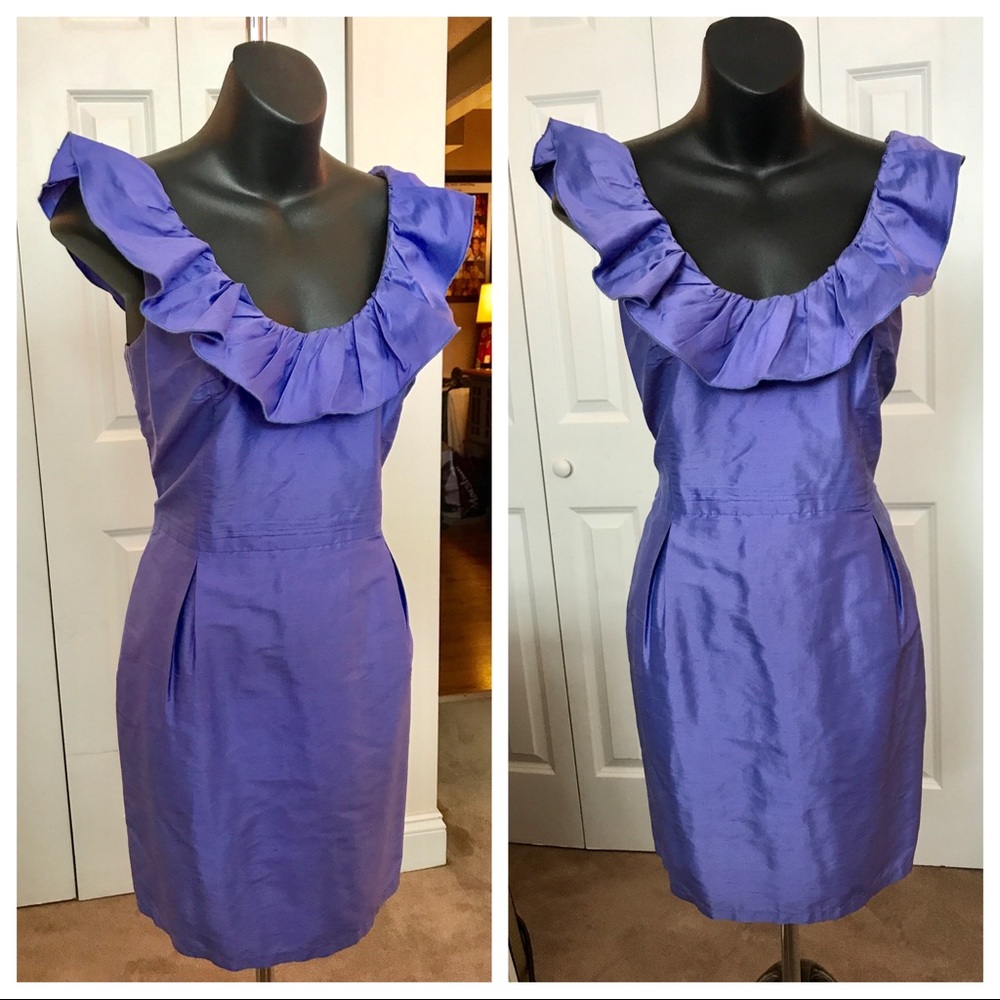 Emma Graham Ruffle Scoop Neckline Cocktail Dress