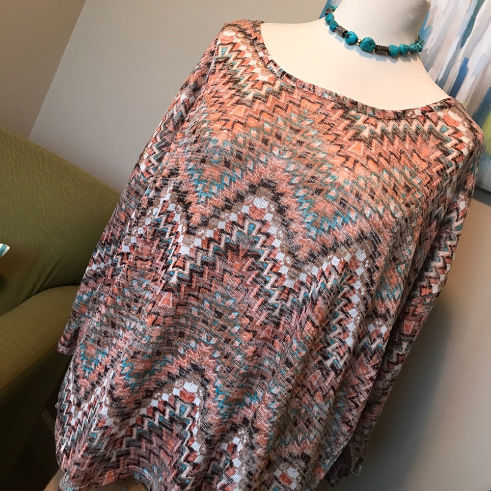 3X 3/4 sleeve Aztec Top