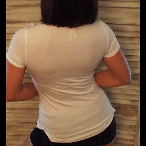 Military Style Henley Zipper Pocket Top White 0816 - Picture 3 of 3