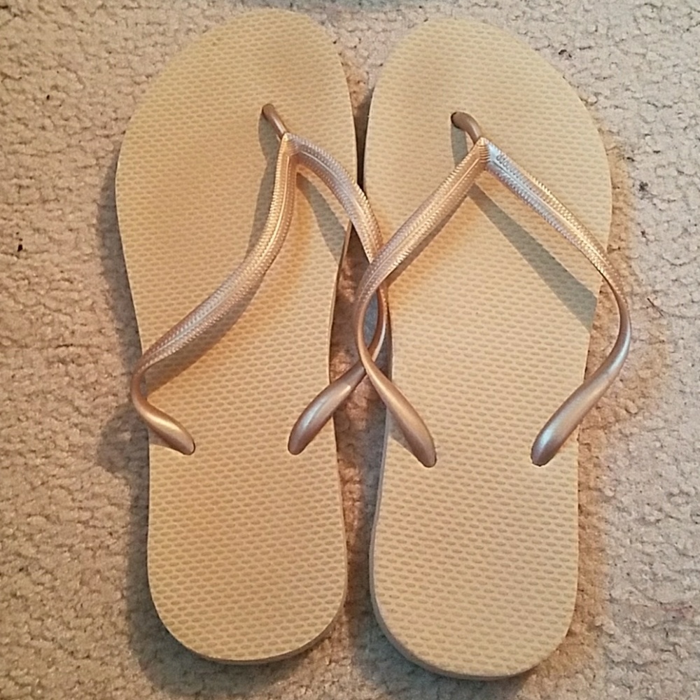 Gold flip flops
