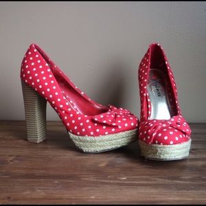 Modcloth Red Polka Dot Heels