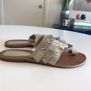 Tommy Bahama - Pewter Leather Fringe Slides