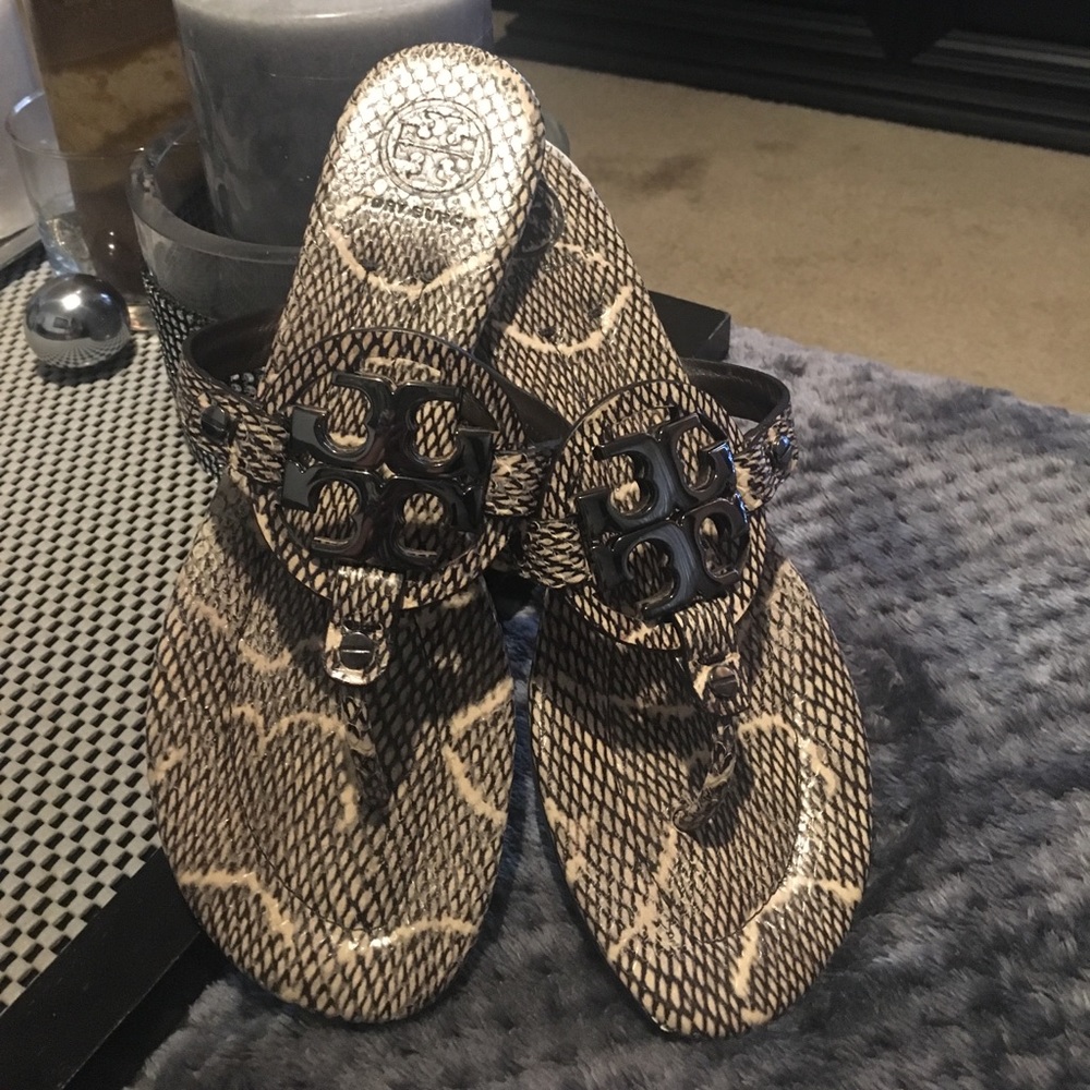Tory Burch Snake Print  sandals in good condition