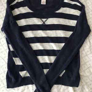 Navy Blue Striped Knit Top