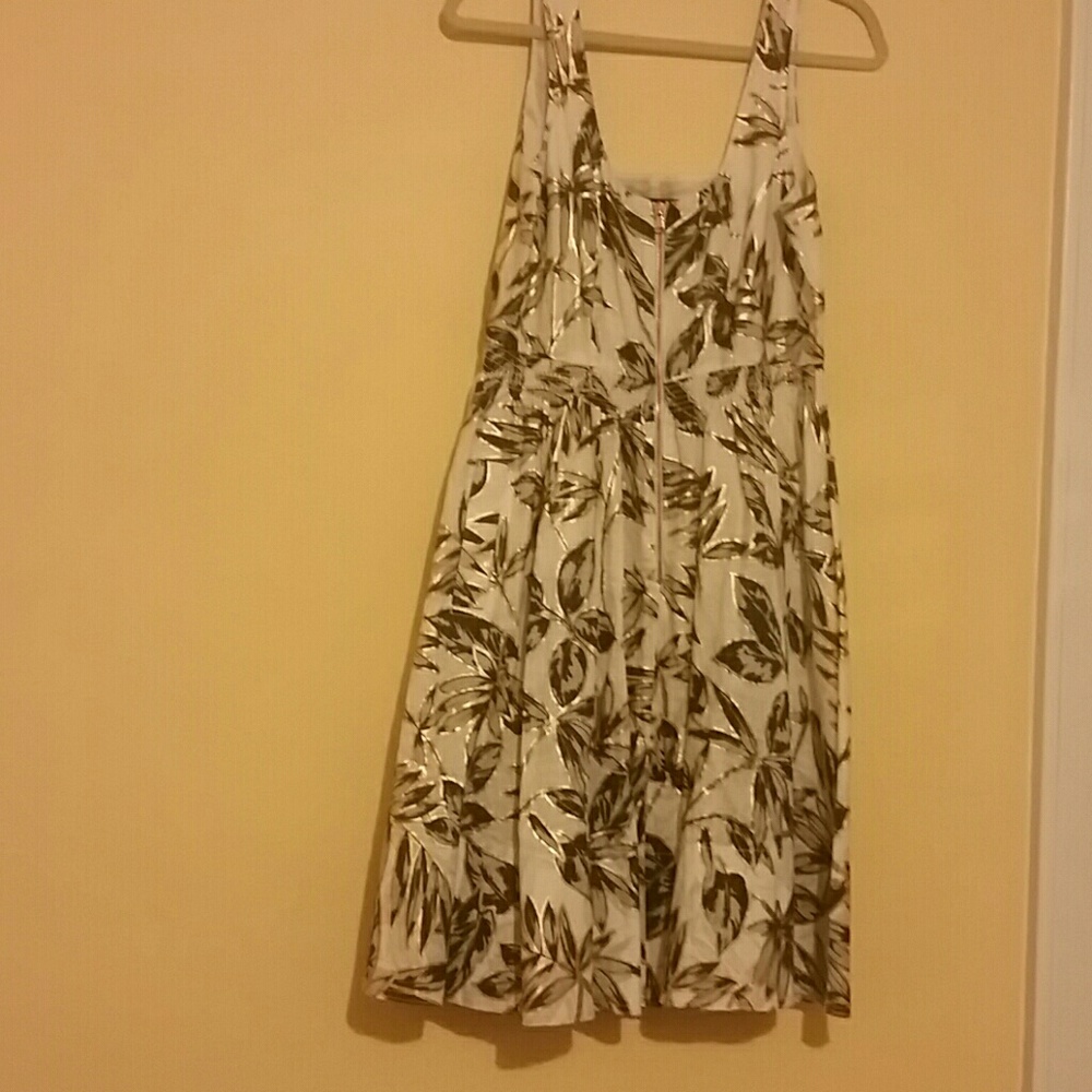 J Crew Linen dress with gold zipper & accents