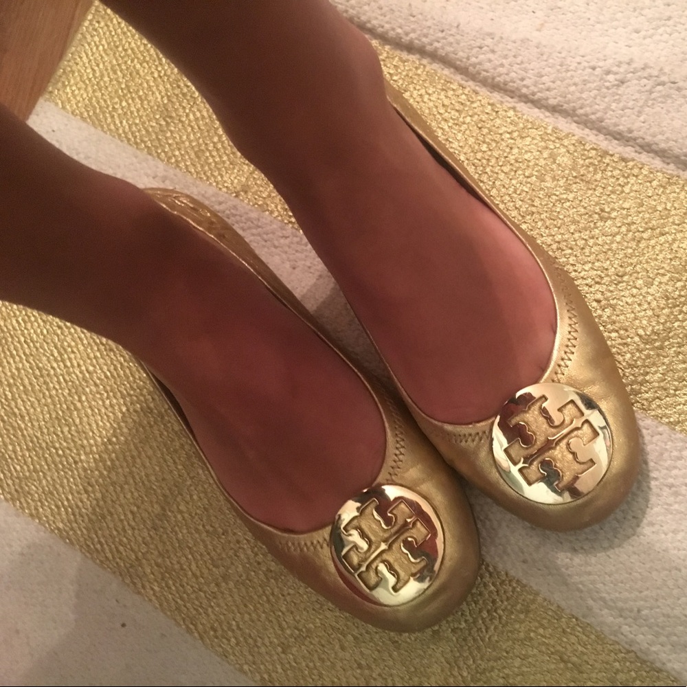 Tory Burch Gold Flats