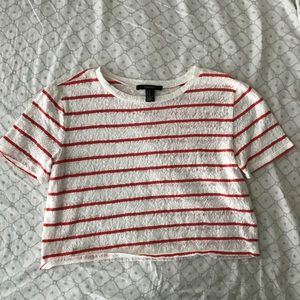 Striped, Lace Pattern Crop Top