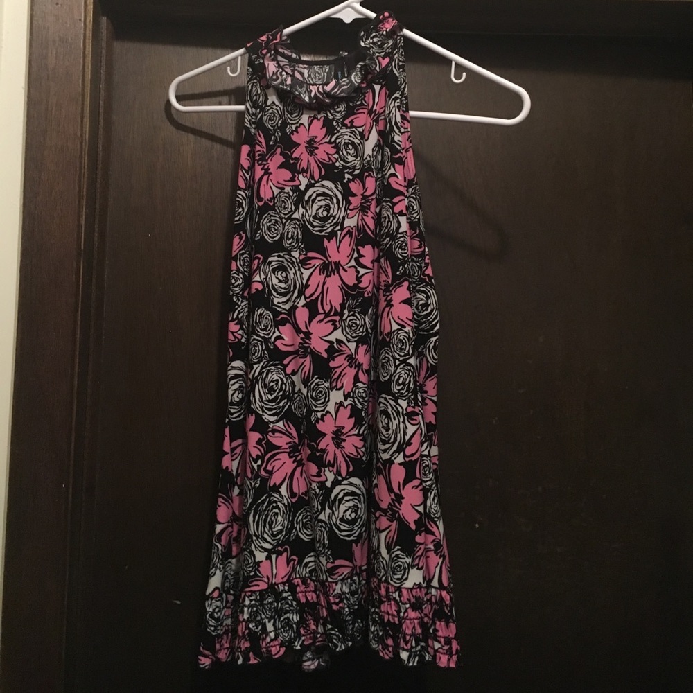Black and Pink Rose Top