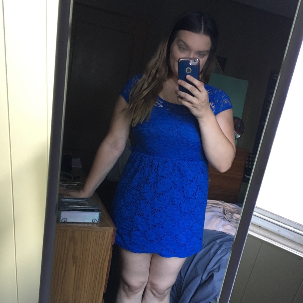 Lace fit and flare dress