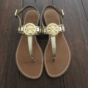 Tory Burch Cassia Gold Sandals Size 7