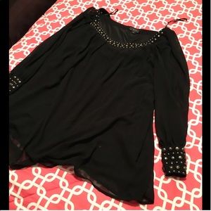 Embellished sheer sleeve dress