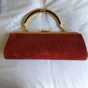 H&M Balmain Red Suede Clutch