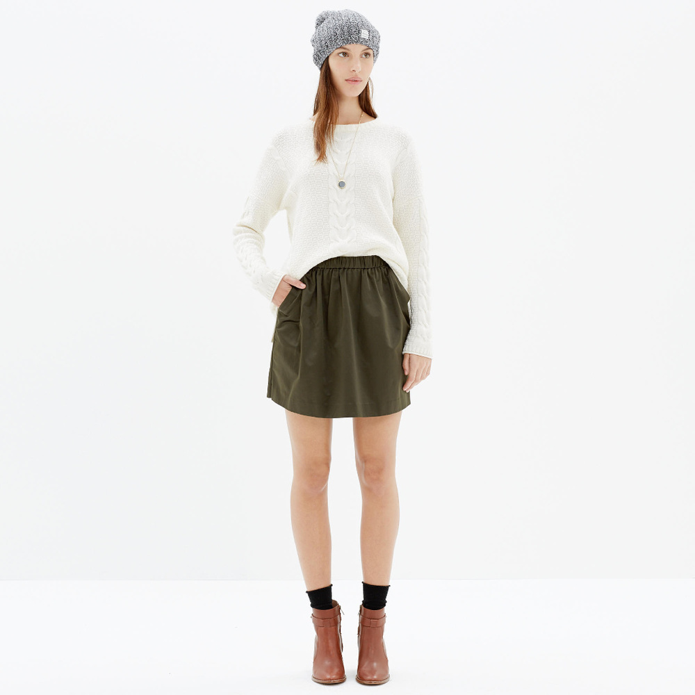 Madewell Olive Green Satin Party skirt