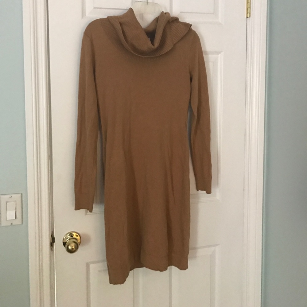 Brown turtle neck sweater dress