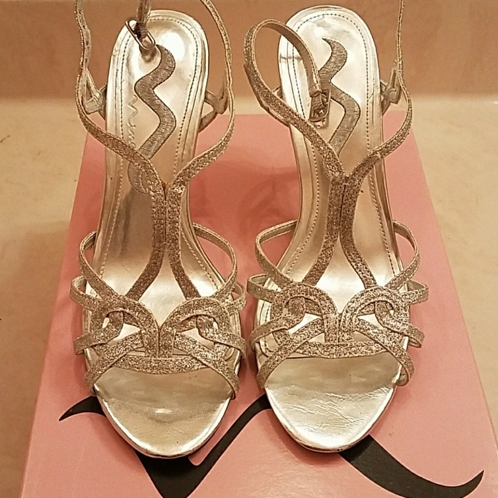 Silver strappy heels