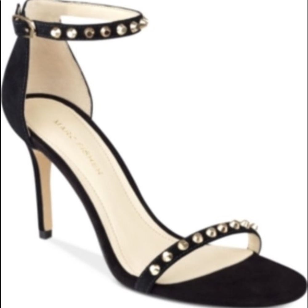 Size 7 Black Suede Gold Studded Sandal Marc Fisher