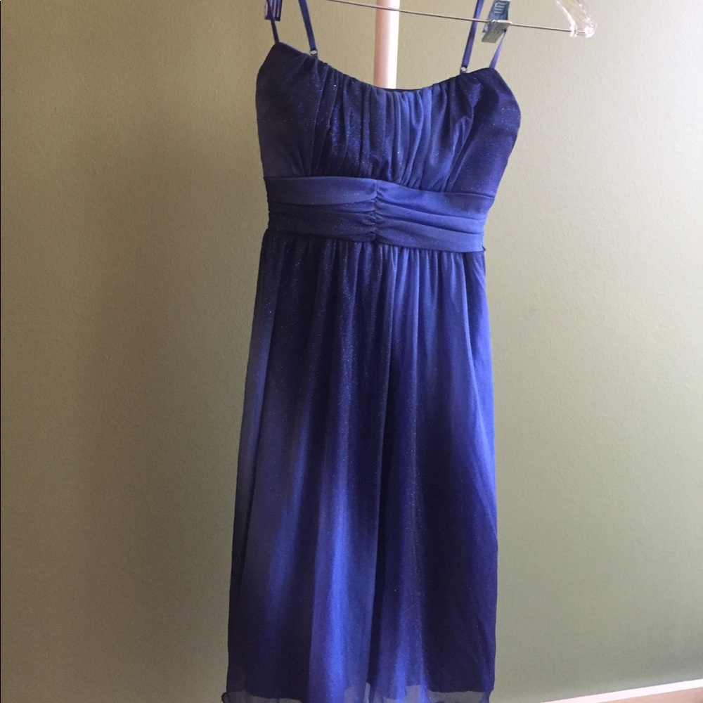 Starry blue glamorous shiny prom dress