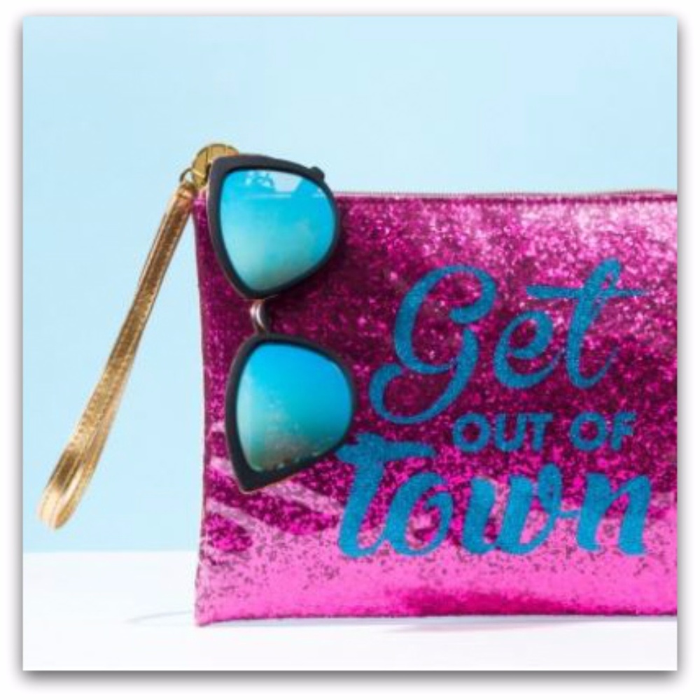 Flight 001 Pink Glitter Travel or Cosmetic Pouch