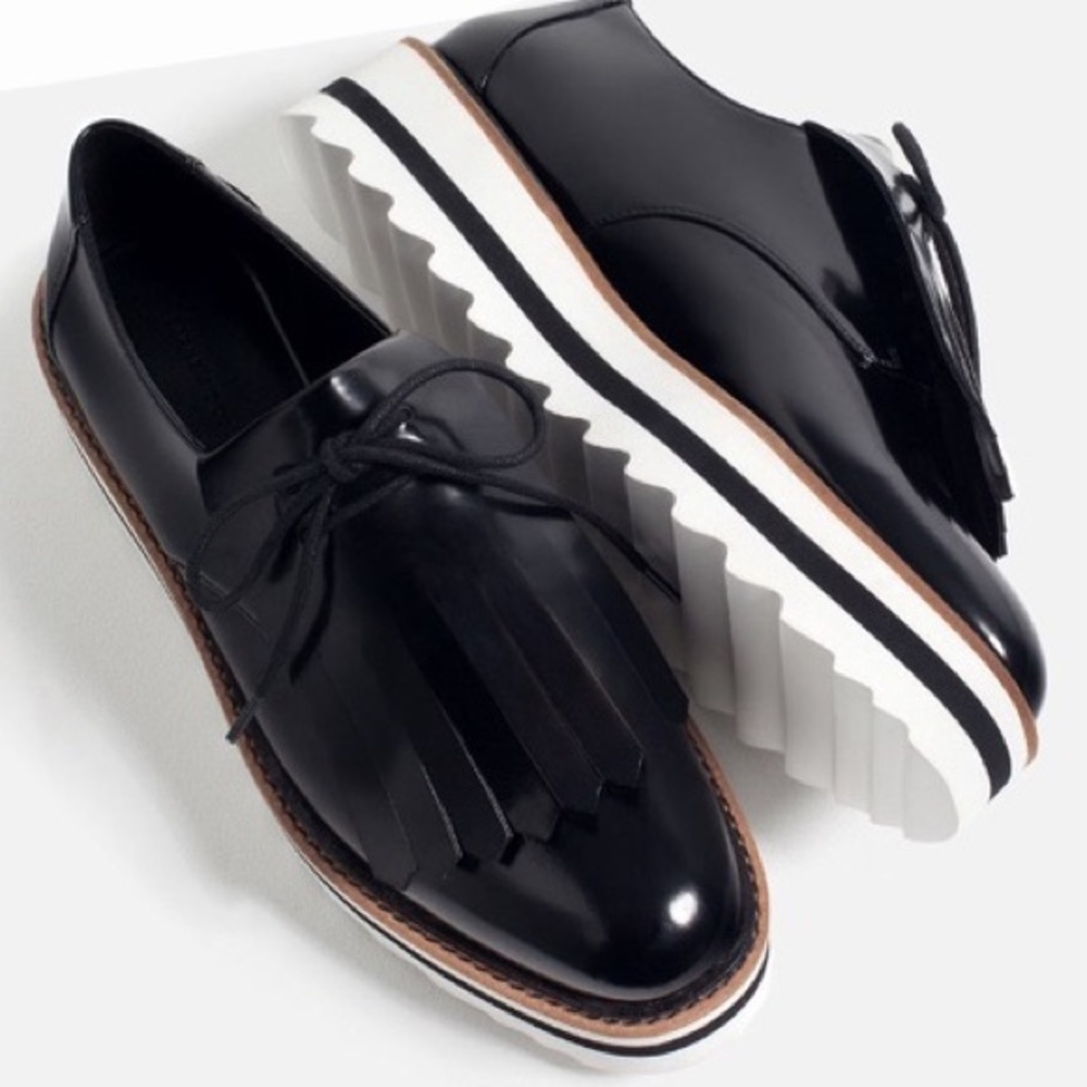 Zara Platform loafers with fringe detail