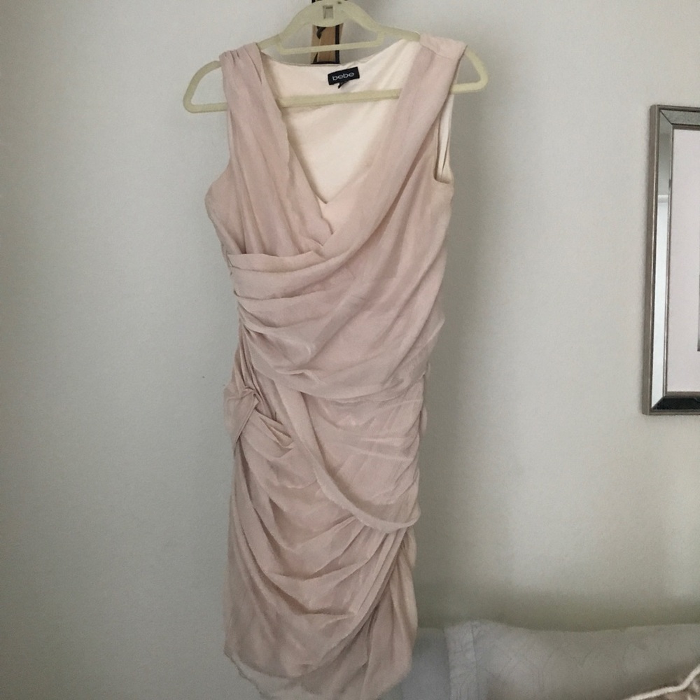 Bebe beige sheer bandage dress size L