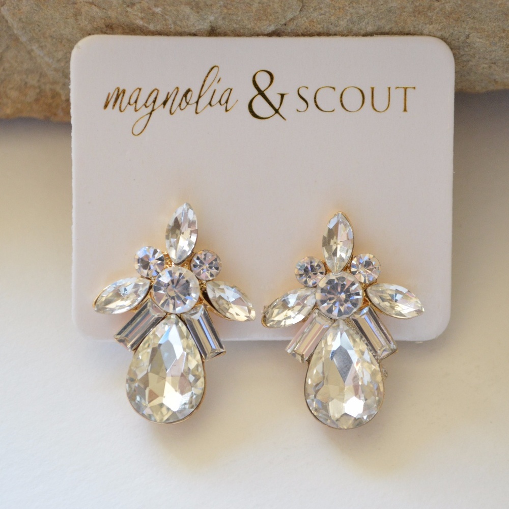 Clear / White Crystal Rhinestone Stud Earrings