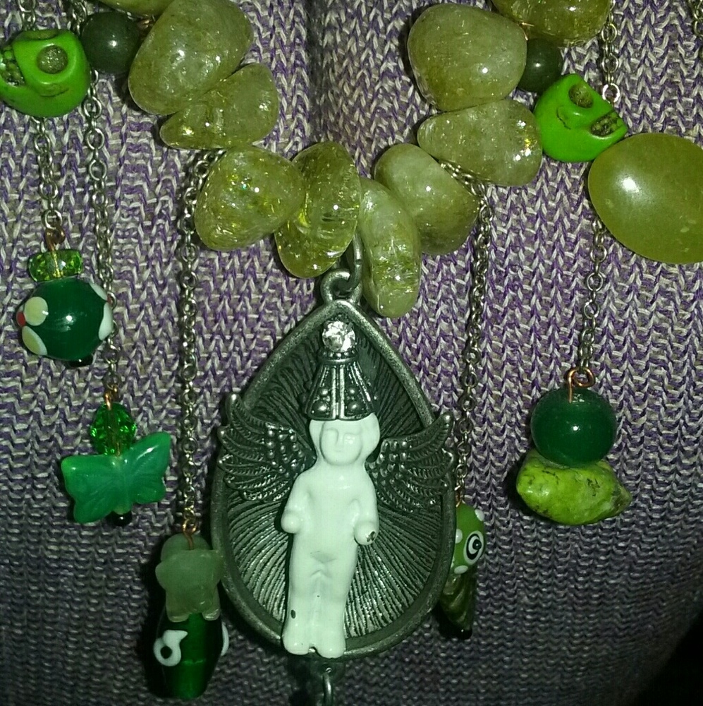 Handmade one of a kind necklace and earrings.