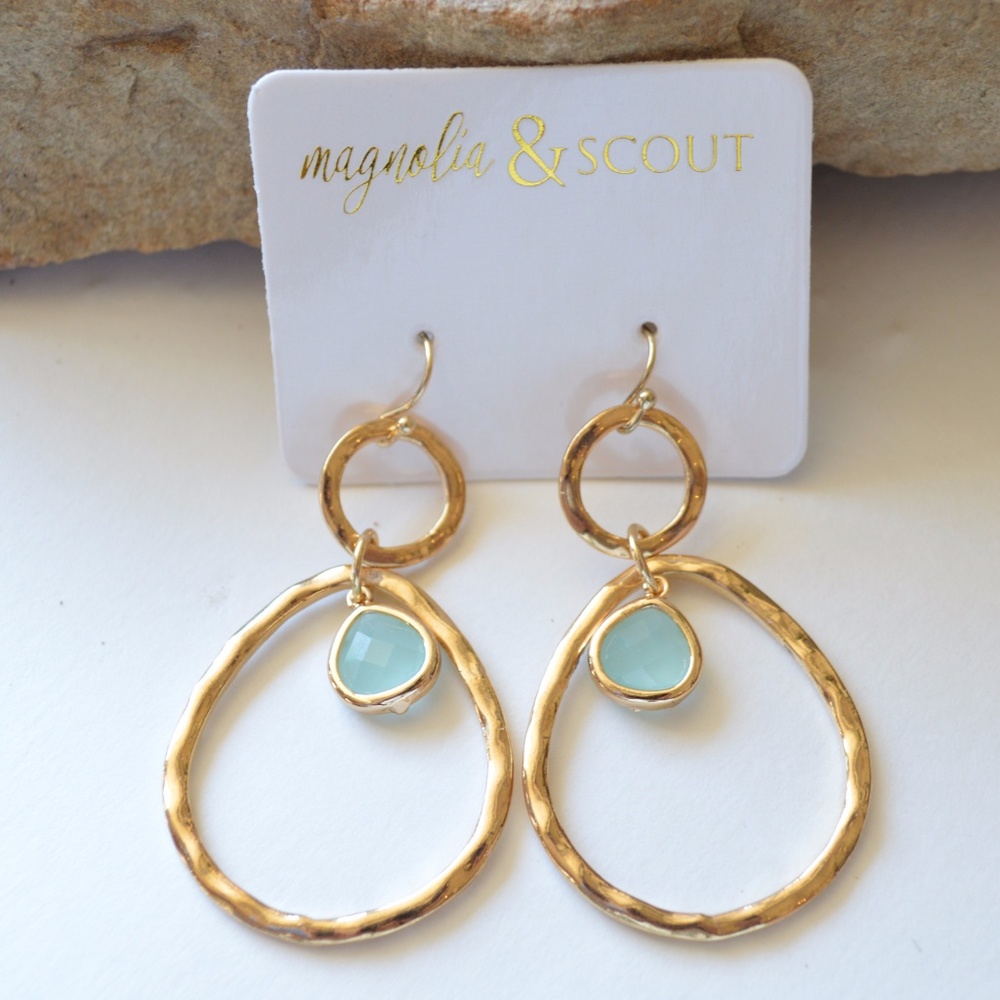 Bridesmaid Drop Turquoise & Gold Teardrop Earrings