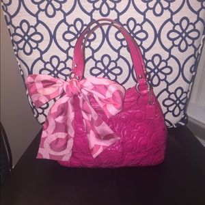 COACH pink patent leather purse & 100% silk SCARF