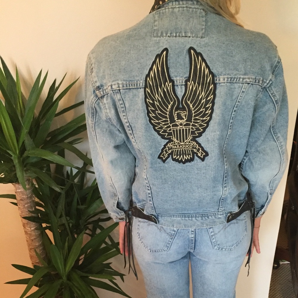 Rare vintage Parasuco denim eagle jacket