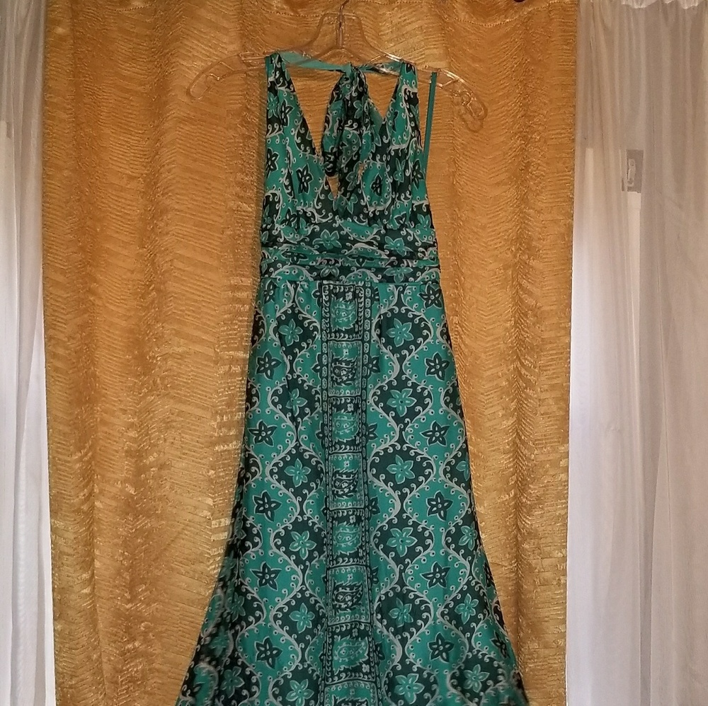 Silk Backless Halter Dress