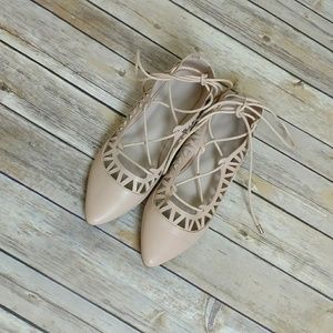 ⚠️FIRM⚠️Charlotte Russe Peach Lace Up Flats Sz 8