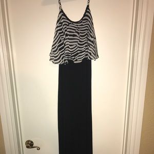 Zebra and black maxi dress