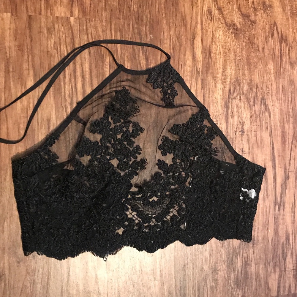 Black Sheer Halter Top