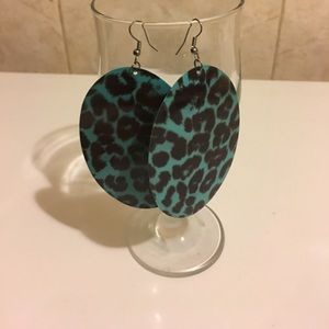 Blue Leopard Print Earrings