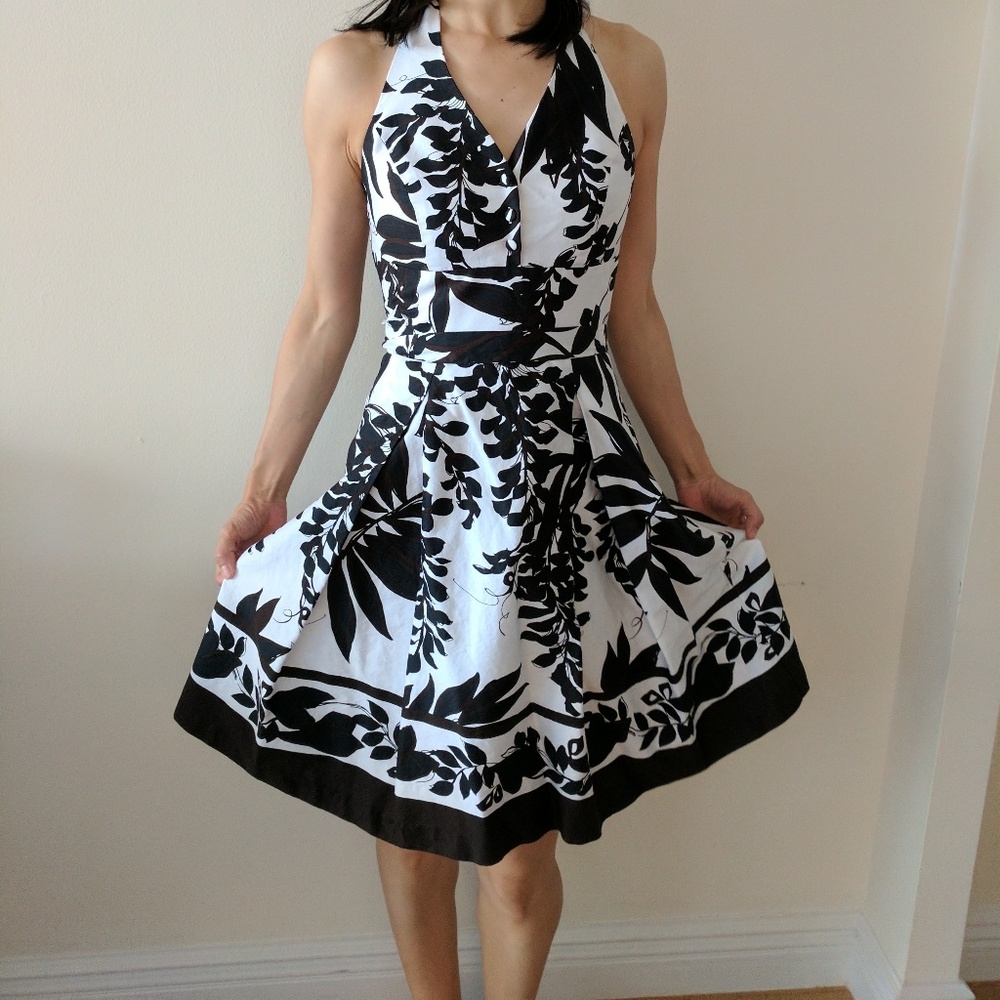 WHBM Black Brown and White Dress