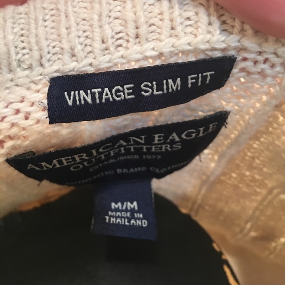 Men's American Eagle v neck sweater in beige. - Picture 2 of 2