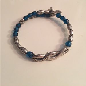 Alex and Ani Blue stone Silver infinity bracelet