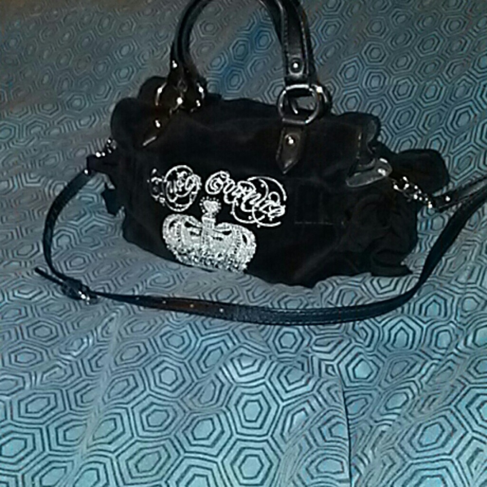 Juicy Couture black velvet satchel w crown - Picture 2 of 4