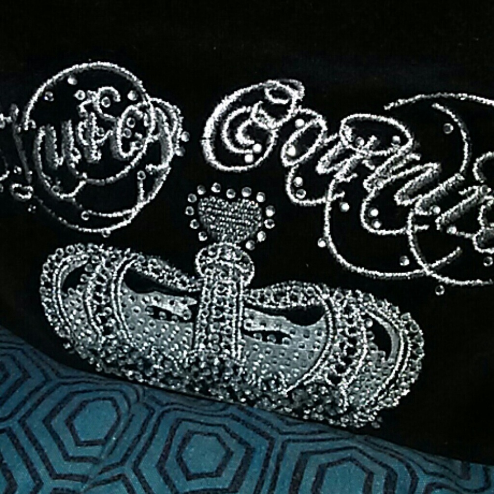 Juicy Couture black velvet satchel w crown - Picture 3 of 4
