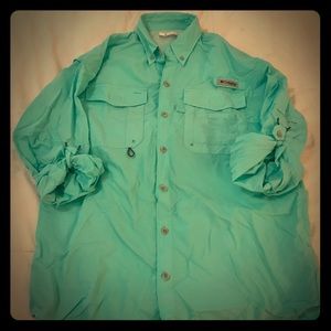 Blue Columbia PFG fishing quarter sleeve shirt