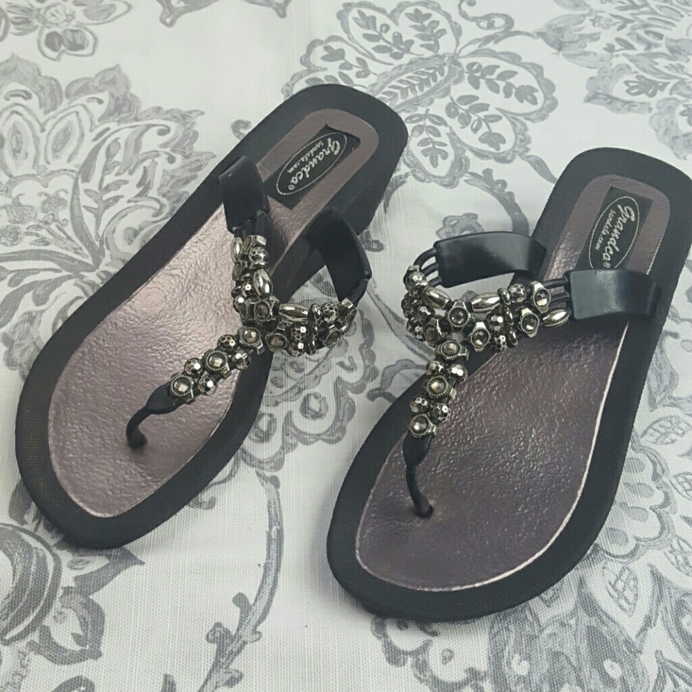 Black Wedged Sandals
