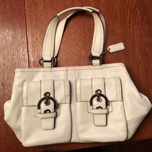 authentic white leather handbag