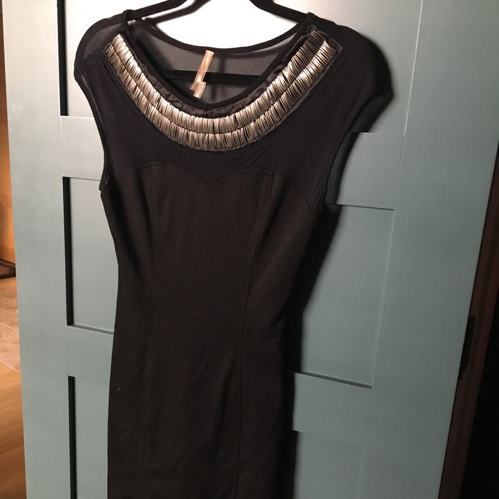 Black mesh bodycon dress