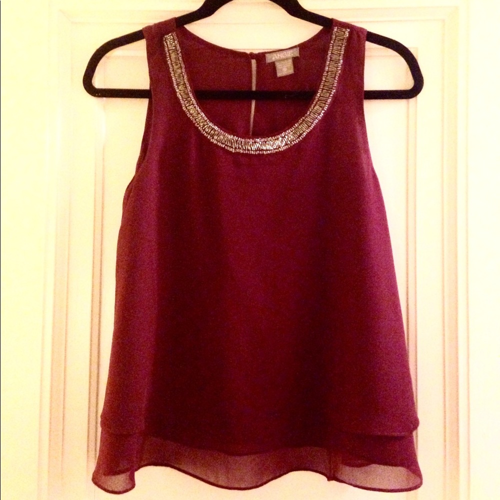 Red Embellished Sleeveless Top
