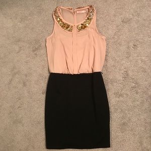 Light pink and black collared dress